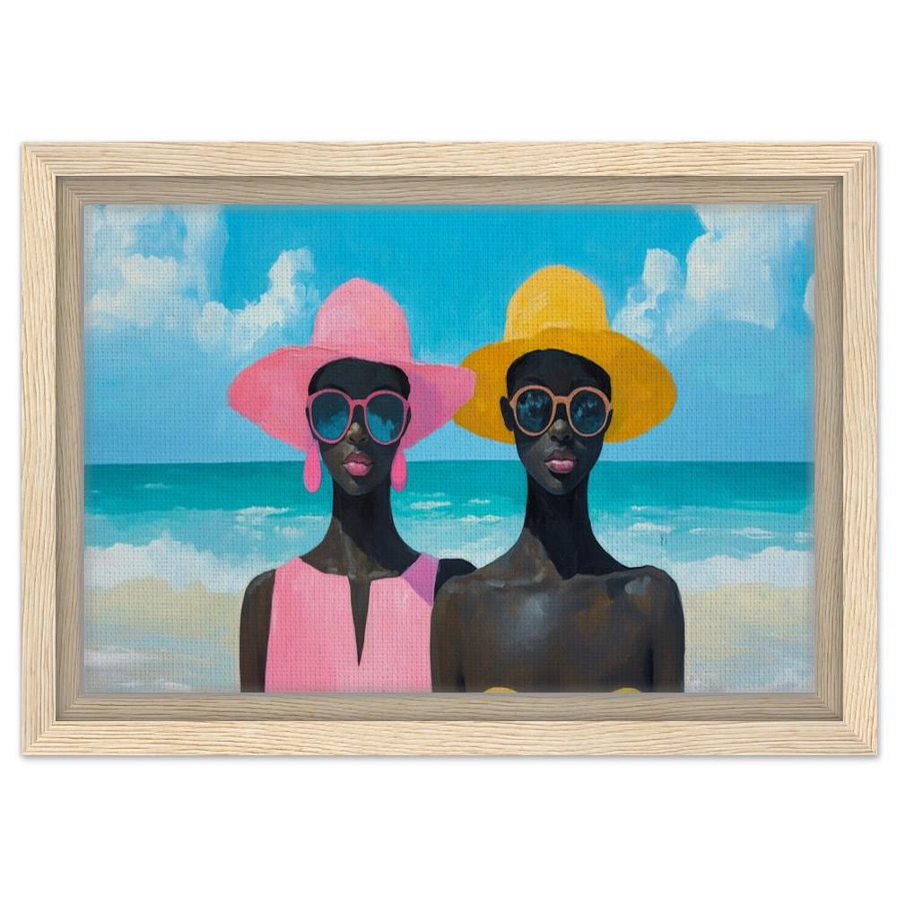 Black Women at the Beach Art | African American Friends Vibrant Canvas | Summer Vibes Home Decor