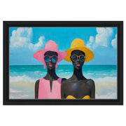 Black Women at the Beach cultural wall decor print by MoomZee Artwork
