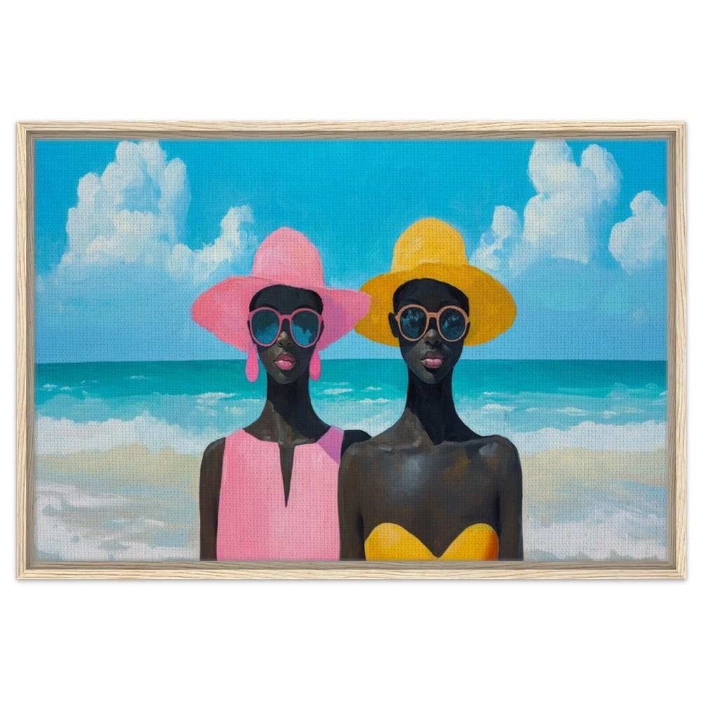 Black Women at the Beach Art | African American Friends Vibrant Canvas | Summer Vibes Home Decor