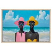 Black Women at the Beach Black woman wall art canvas print by MoomZee Artwork