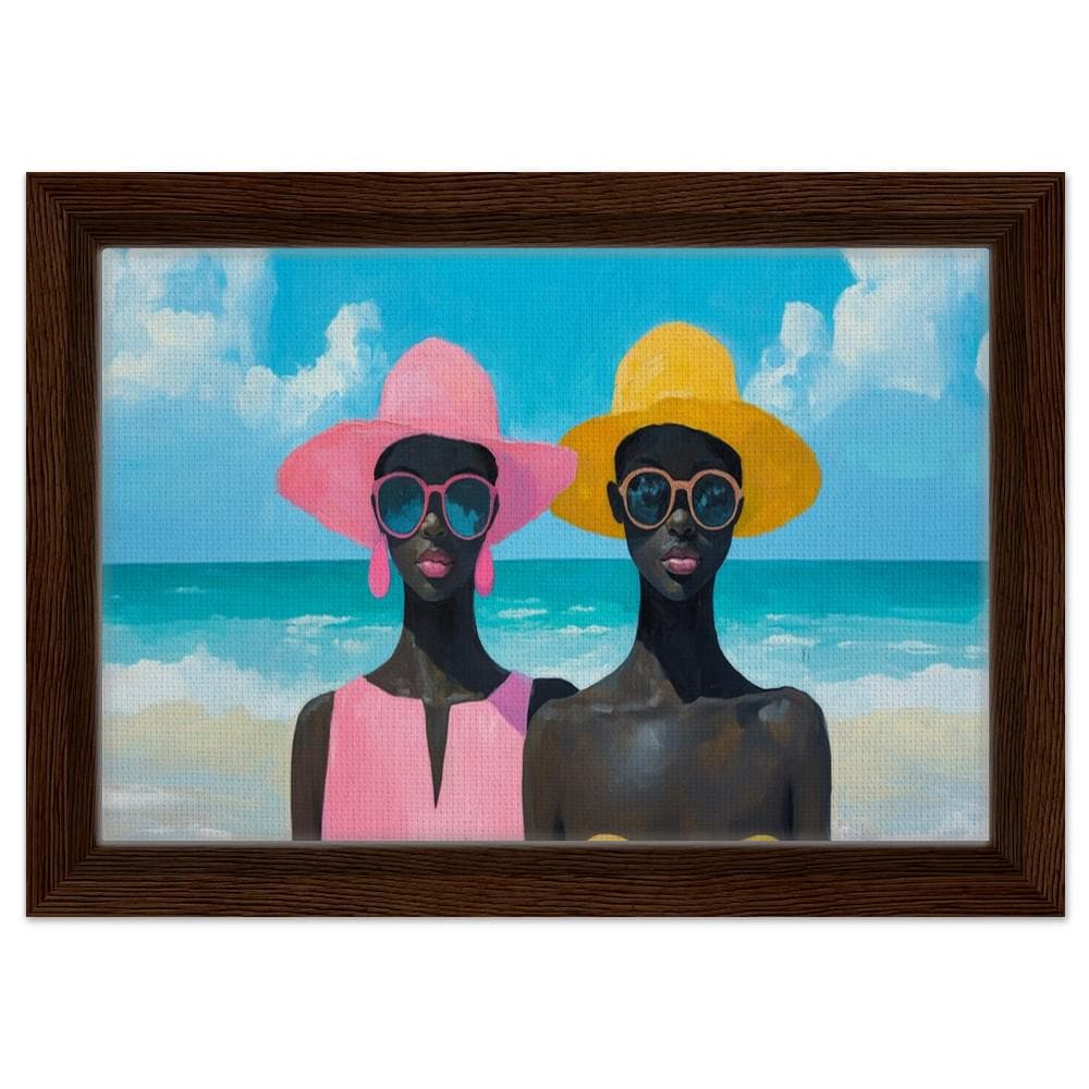 Black Women at the Beach Art | African American Friends Vibrant Canvas | Summer Vibes Home Decor