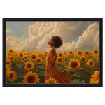 Black Girl in Sunflower Field African American Nature Wall Art