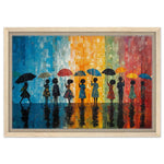 Black Women with Umbrellas African American Abstract Wall Art