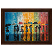 Black Women with Umbrellas Abstract Black woman wall art artwork by MoomZee Artwork