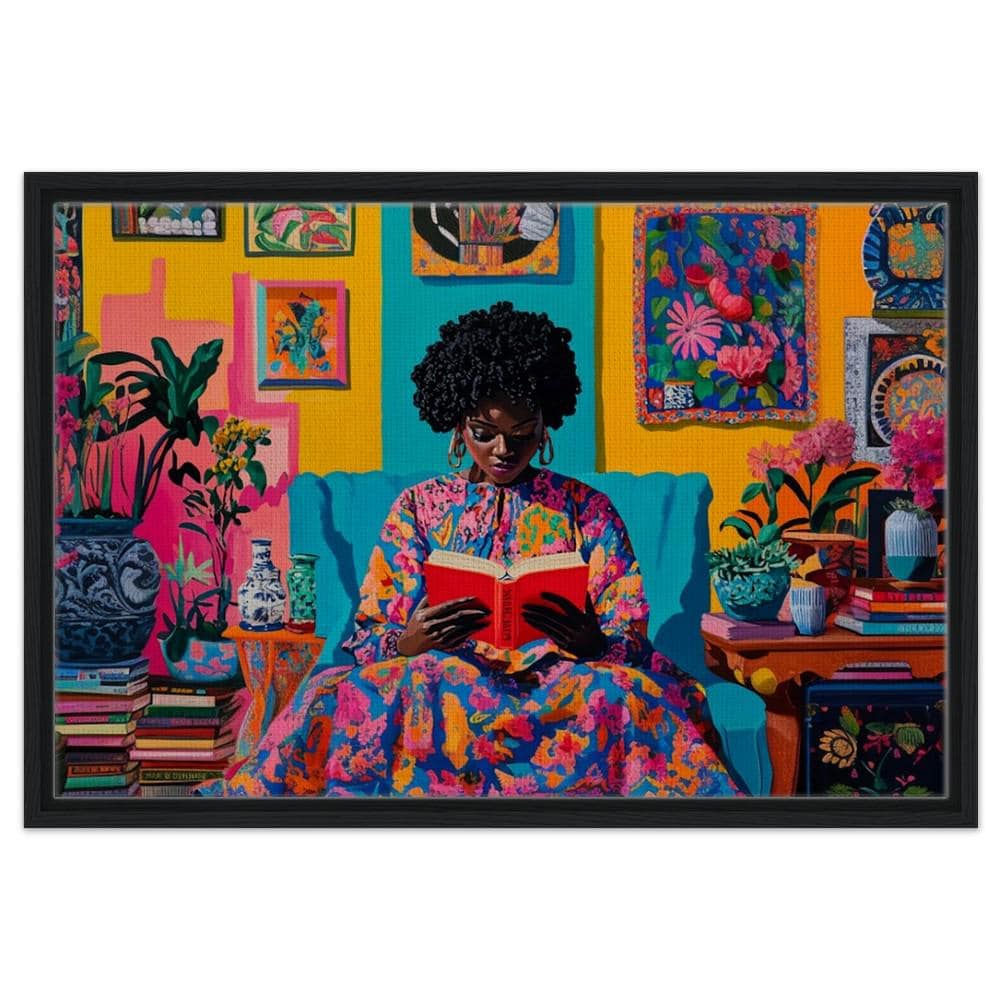 Bold African American Woman Reading Art | Colorful Cultural Canvas | Vibrant Home Decor Inspiration