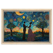 Alternate view of Black Couple Dancing Under Starry Sky Black love wall art canvas print