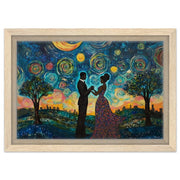 Black Couple Dancing Under Starry Sky Black love wall art canvas print by MoomZee Artwork