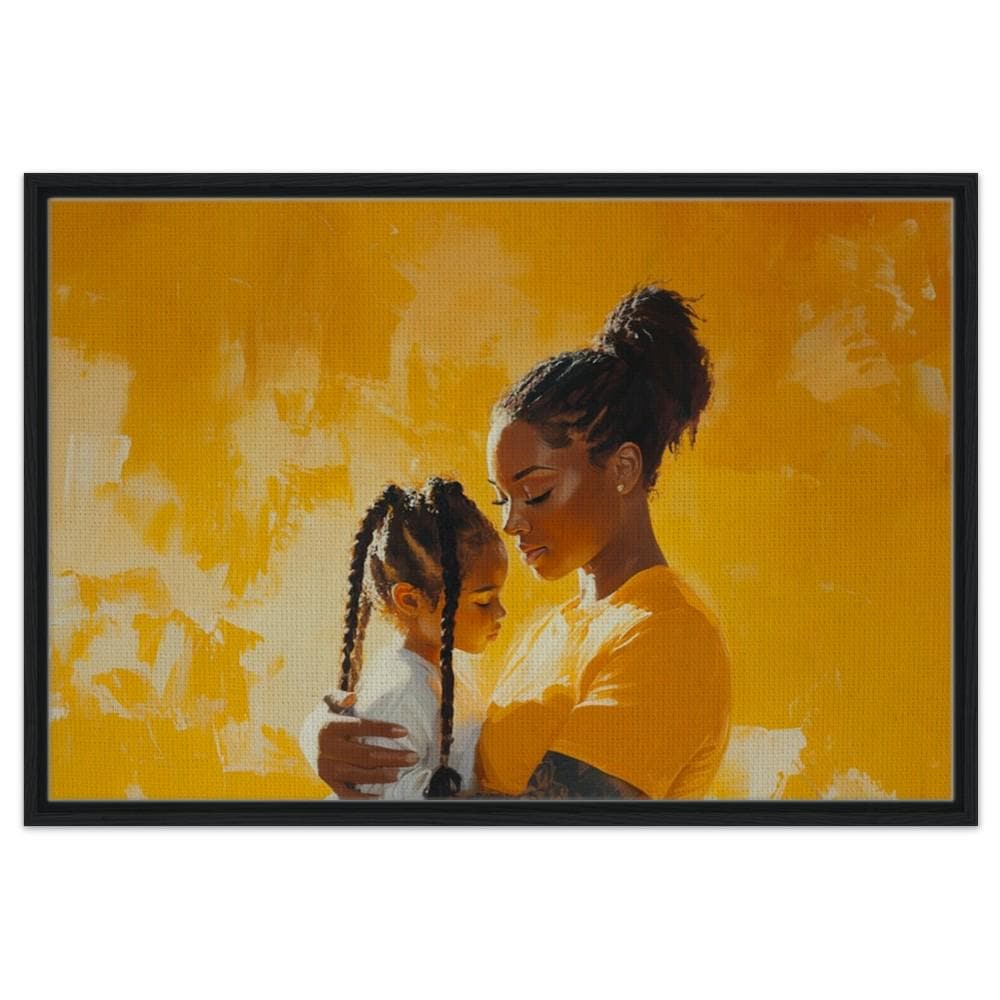 Black Mother and Child Art | African American Family Love Canvas | Emotional Motherhood Wall Art | Vibrant Home Decor