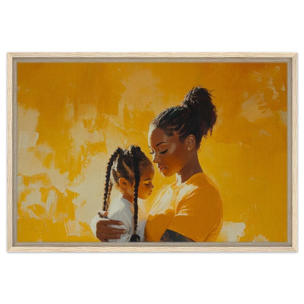 Black Mother and Child Art | African American Family Love Canvas | Emotional Motherhood Wall Art | Vibrant Home Decor