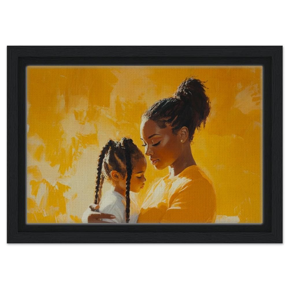 Black Mother and Child Art | African American Family Love Canvas | Emotional Motherhood Wall Art | Vibrant Home Decor