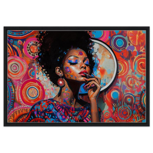 African American Woman in Vibrant Abstract Art | Colorful Afro Wall Art | Modern Melanin Canvas | Black Woman Portrait | Cultural Home Decor