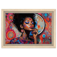 Colorful abstract portrait showcasing African American culture, perfect for enhancing any space with vibrant African American wall art.