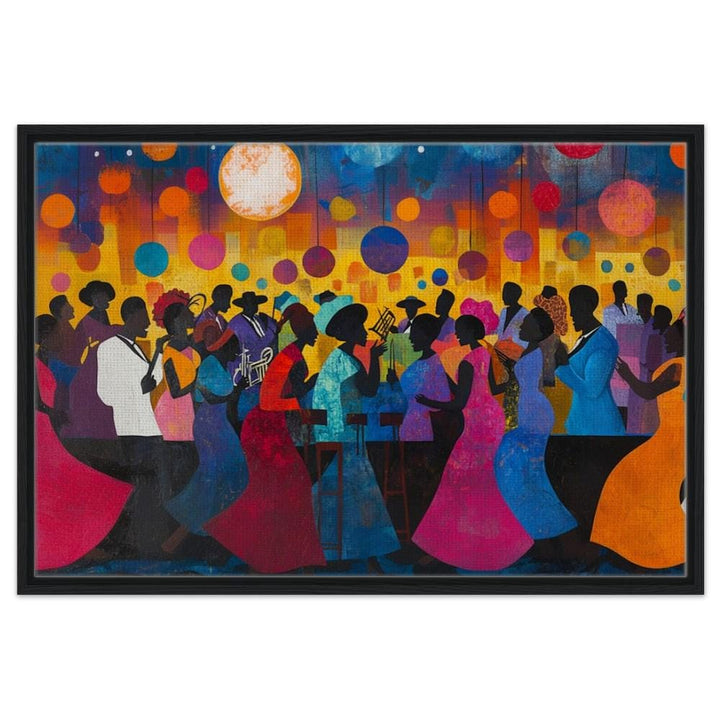 Colorful African Celebration canvas art showcasing vibrant community themes, perfect as African American wall art.