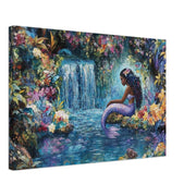 Black Mermaid Waterfall cultural wall decor print by MoomZee Artwork