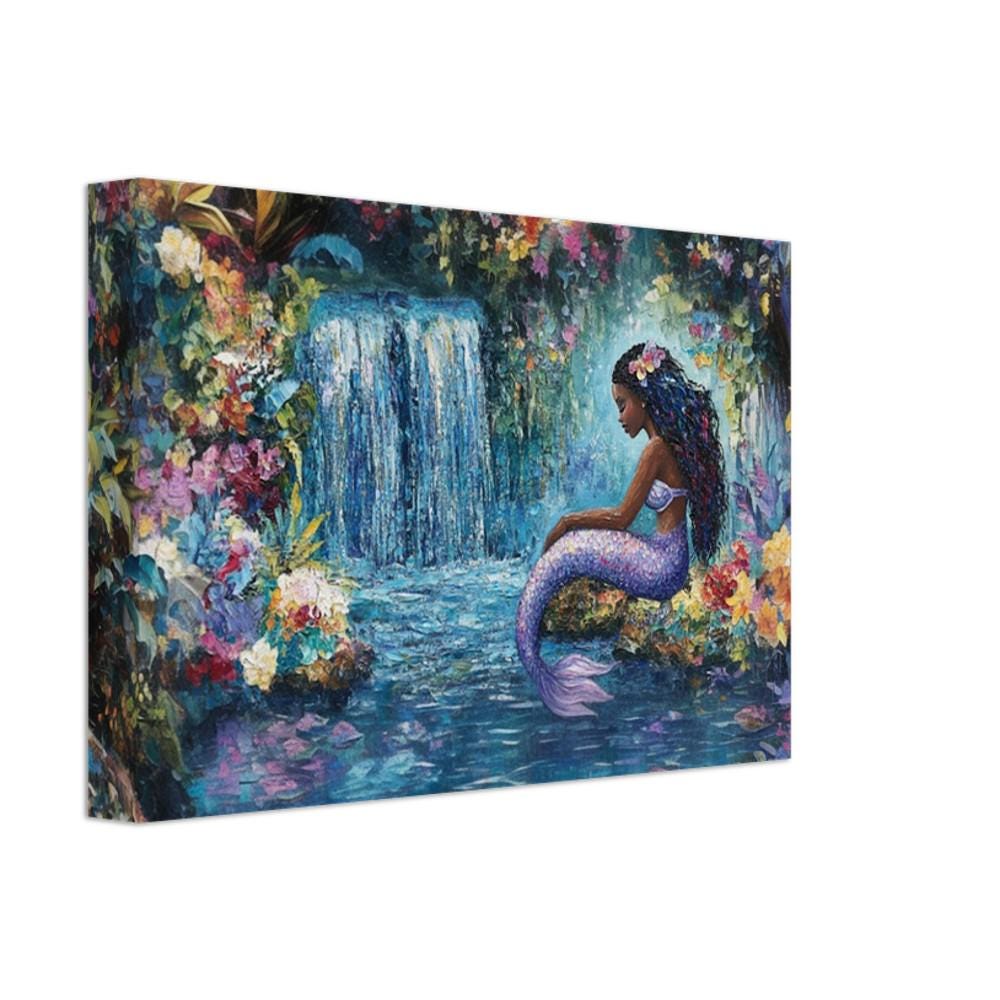 Magical Black Mermaid Canvas Print – Inspiring Caribbean Culture Wall Art