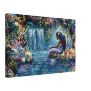 Black Mermaid Waterfall Caribbean wall art artwork by MoomZee Artwork