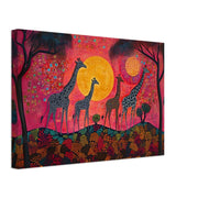 Giraffe Family Sunset African American canvas print by MoomZee Artwork