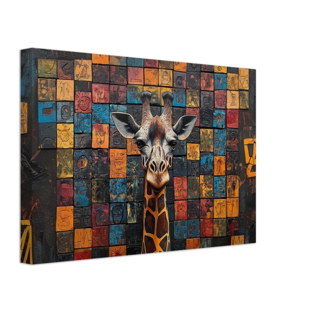 Abstract giraffe artwork on black canvas, showcasing african american wall art for stylish home decor.