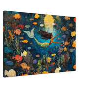 Black Mermaid African American wall art featuring an Afrocentric design on a vibrant canvas print.