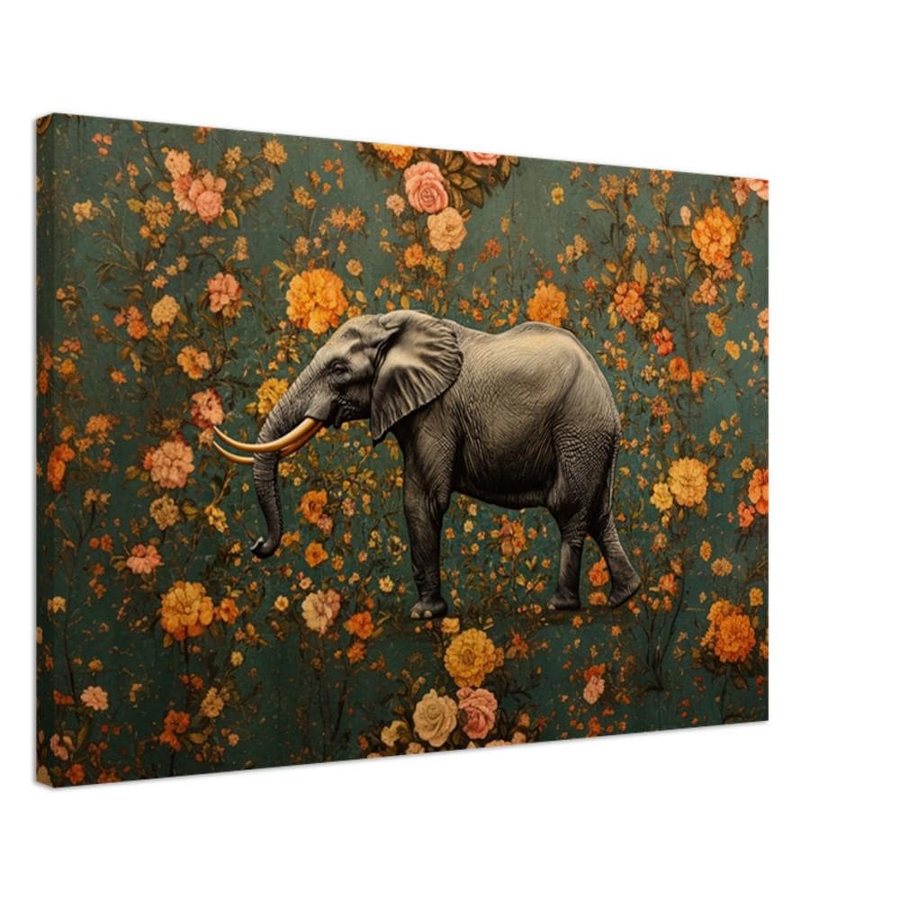 Floral Elephant African American canvas print by MoomZee Artwork