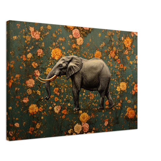 Elegant Elephant Canvas Art - Floral Wall Decor for Modern Homes