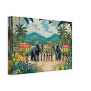 Village Celebration Elephant cultural wall decor print by MoomZee Artwork