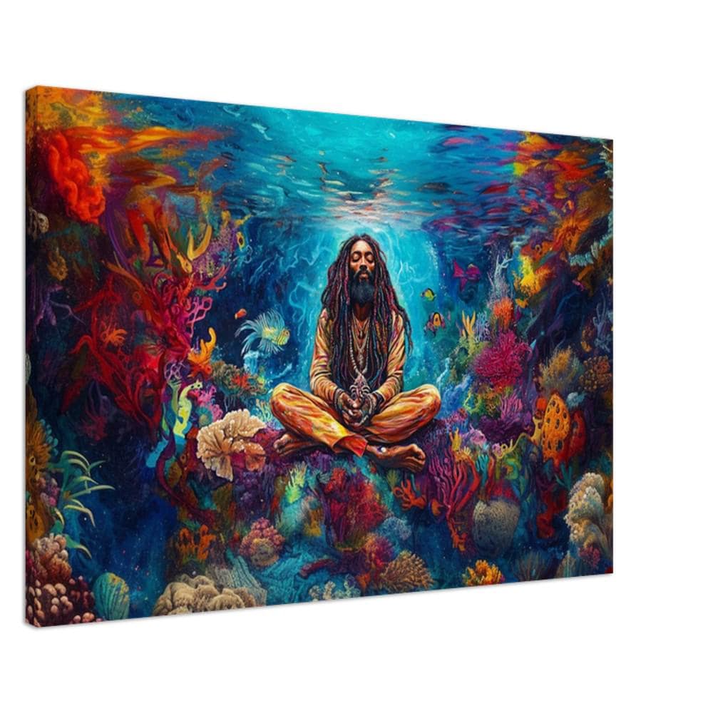 Rasta Meditation black art featuring Afrocentric Caribbean themes, perfect as African American wall art for stylish decor.