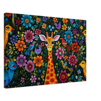 Giraffe print canvas art featuring vibrant colors, perfect as African American wall art for sophisticated decor.