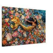 Black Mermaid Caribbean wall art canvas print by MoomZee Artwork