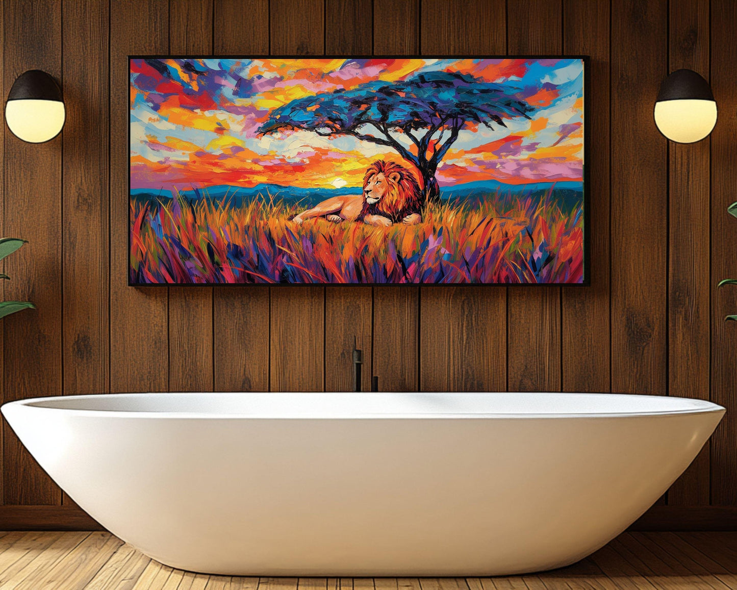 Lion Canvas Print | Vibrant Safari Sunset Art | African Wildlife Decor