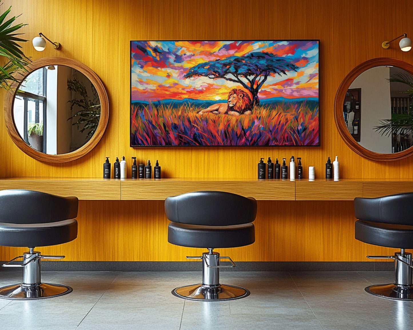 Lion Canvas Print | Vibrant Safari Sunset Art | African Wildlife Decor