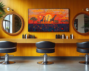 Black Giraffes Safari Sunset African American canvas print by MoomZee Artwork