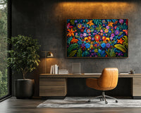 Colorful abstract canvas art featuring vibrant patterns, perfect as african american wall art for modern decor.