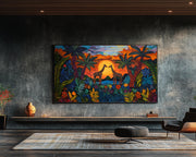 Black Giraffes Wildlife Caribbean wall art for home decor