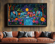 Alternate view of Elephant Jungle Family Caribbean wall art canvas print