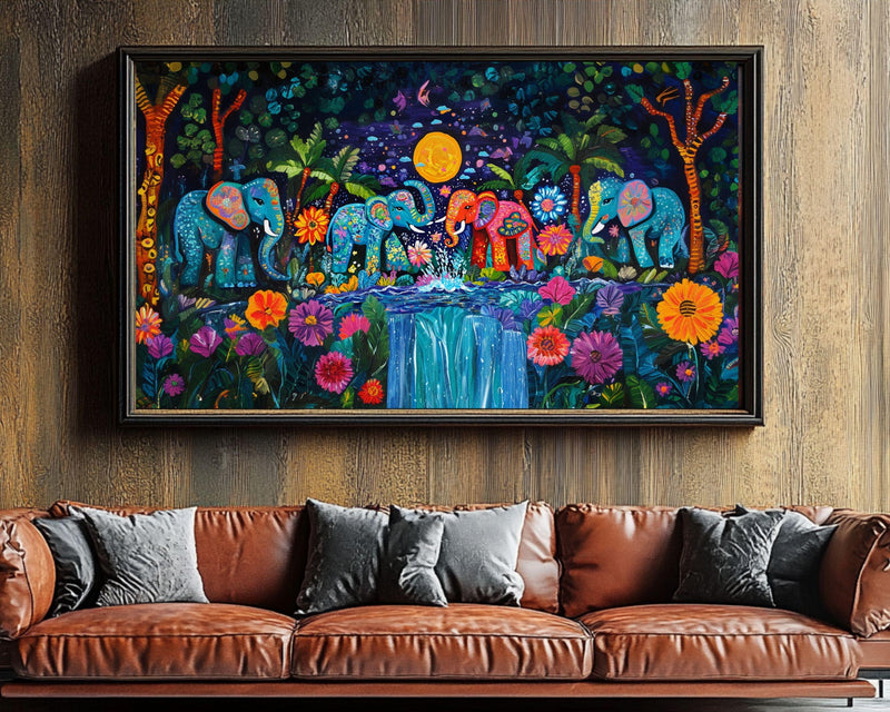 Elephant Jungle Family African American Wall Art