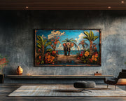 Tropical Elephant Black Caribbean wall art for home decor