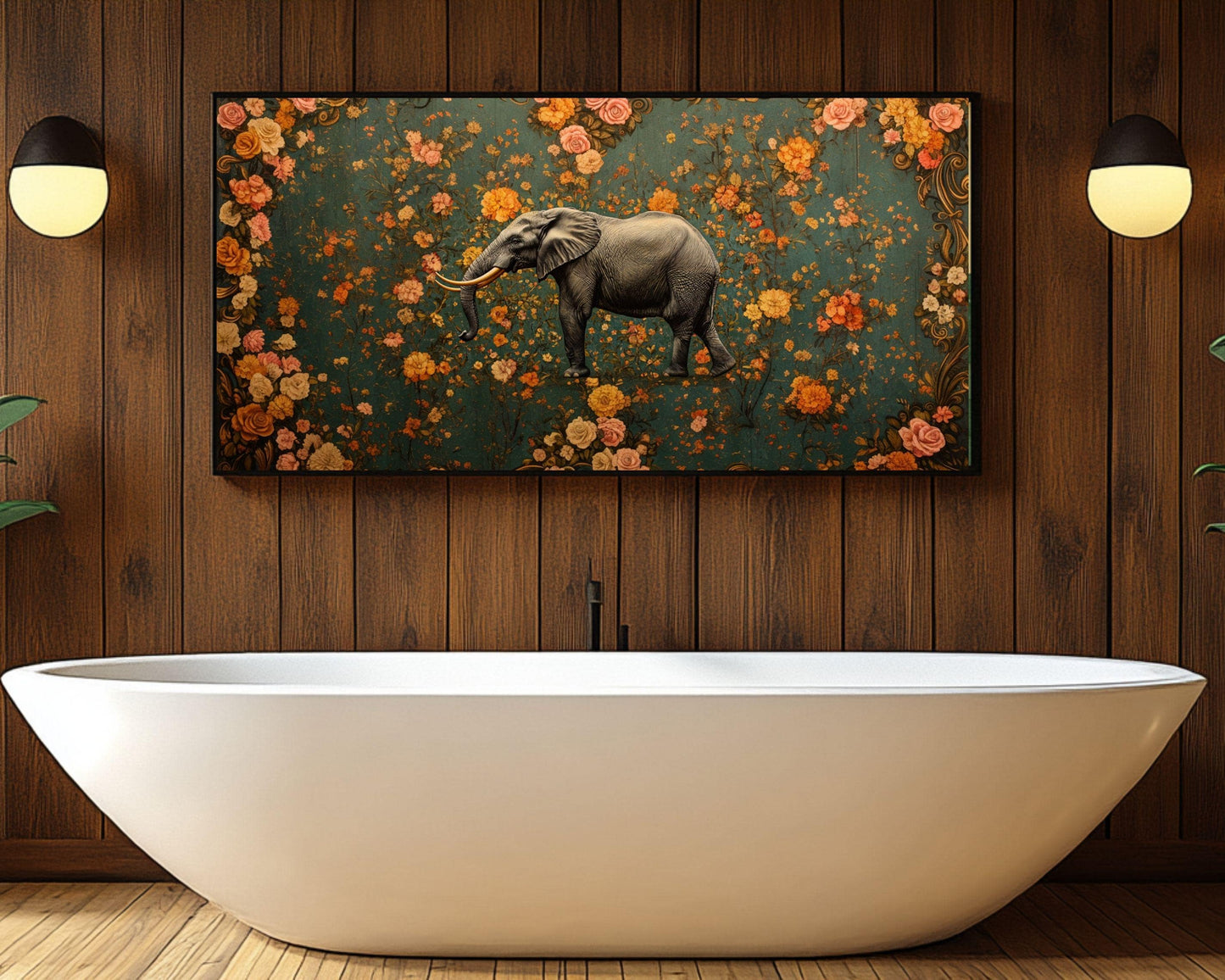 Elegant Elephant Canvas Art - Floral Wall Decor for Modern Homes