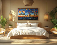 Colorful abstract canvas art featuring vibrant shapes and patterns, perfect for african american wall art enthusiasts.