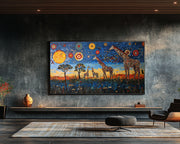 Giraffe Family cultural wall decor print by MoomZee Artwork