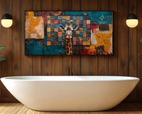 Colorful abstract canvas art featuring vibrant shapes, perfect as african american wall art for modern decor.