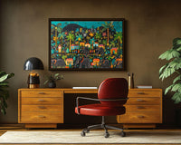 Vibrant abstract canvas art featuring rich colors, perfect for African American wall art enthusiasts.