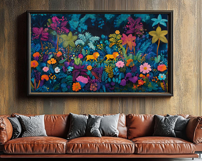 Haitian Folk Art Lion Canvas African American Wall Art Black Artwork