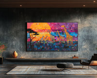Colorful abstract african american wall art featuring vibrant shapes and patterns, ideal for modern home decor.