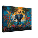 Elephant Tropical Sunset Black Art African American Wall Art Canvas