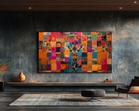 Vibrant abstract painting featuring bold colors, perfect as african american wall art for modern spaces.