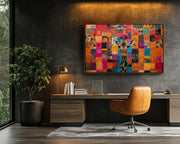 Patchwork Giraffe African American canvas print artwork view