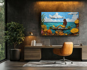 Rastafarian Mermaid Black cultural wall decor print by MoomZee Artwork