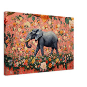 Floral Elephant Majesty canvas art, vibrant african american wall art celebrating nature and culture.