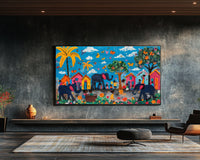 Vibrant abstract canvas art featuring bold colors, perfect for enhancing any space as african american wall art.